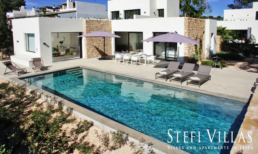 Modern villa with pool on the seafront in Ibiza